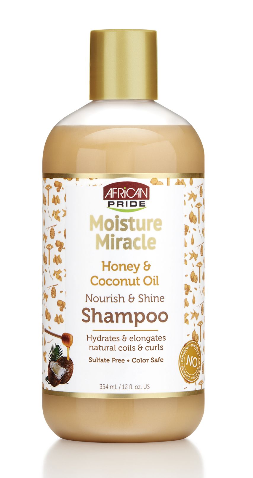 African Pride Moisture Miracle Honey & Coconut Oil nourish & shine shampoo 354ml
